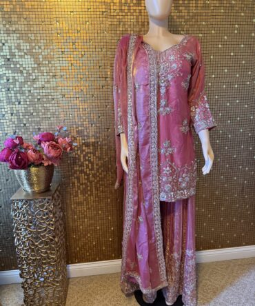 Pink embroidered suit