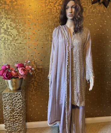 Light dusty purple with embroidery palazzo set