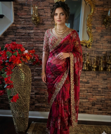 Red Royal look designer Saree