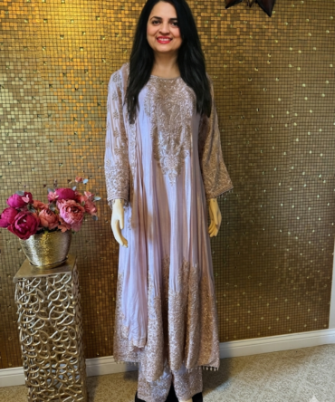 Light mauve Anarkali with embroidery