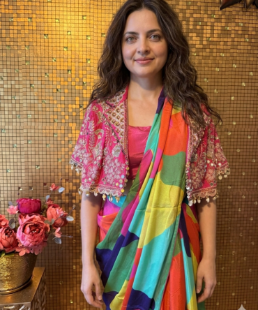 Festive saree with beautiful embroidered jacket