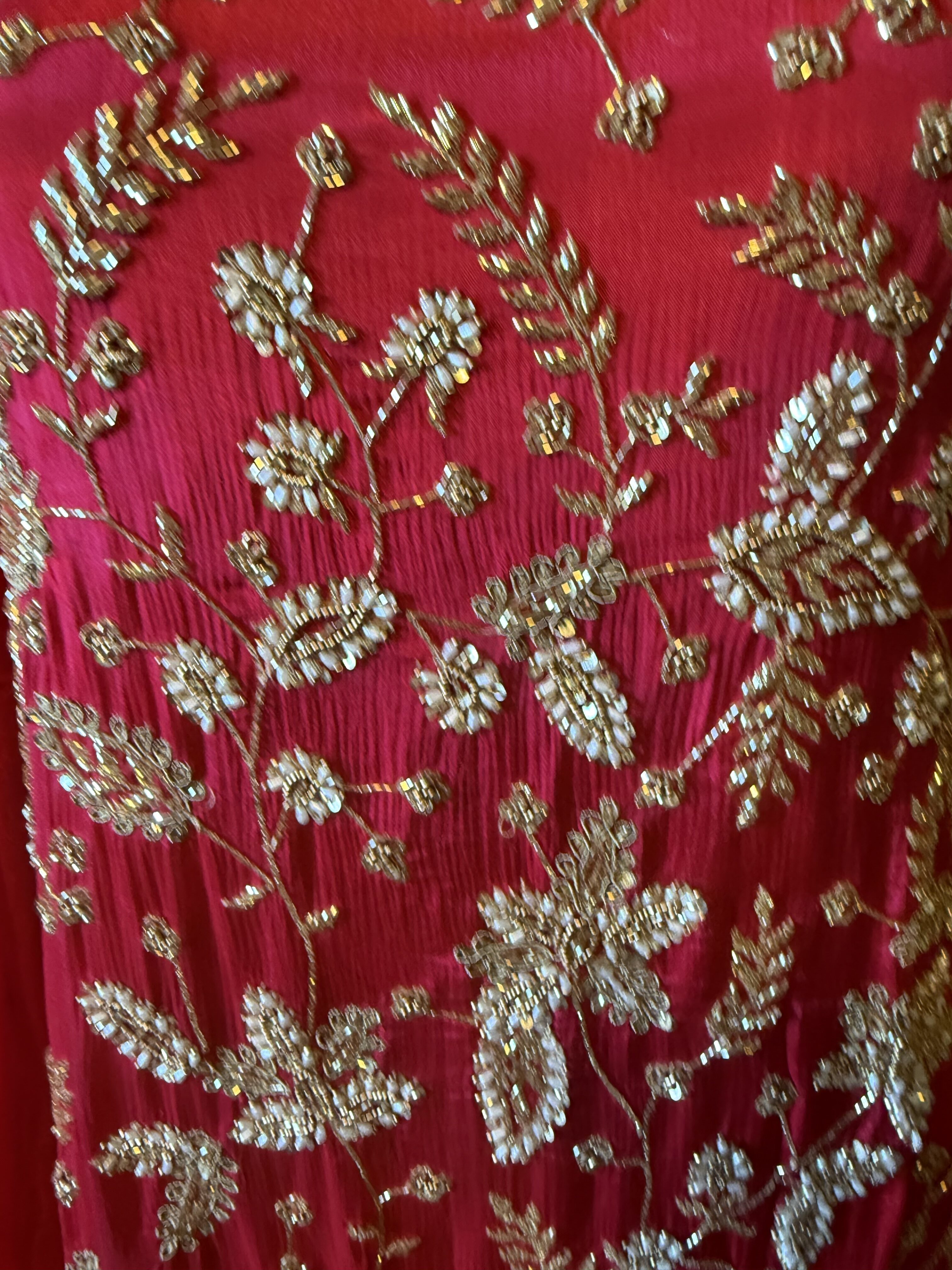 Red heavy embroidered sharara - Image 3