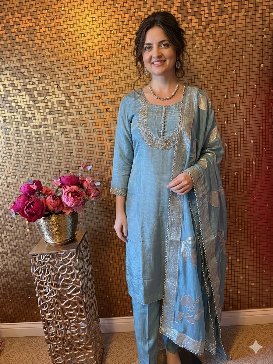 Light blue suit with farsi pant