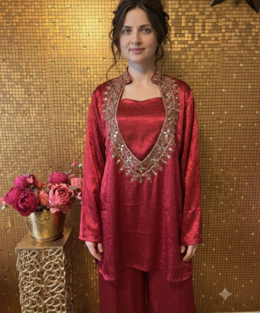 Red indo western outfit