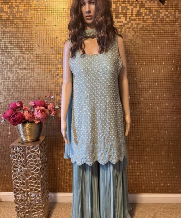 Light  sage green sharara set