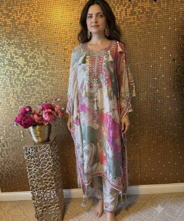 Ivory  pure silk kaftan