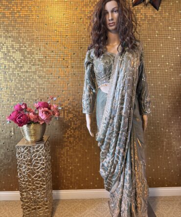 Beautiful light pastel green double shade saree