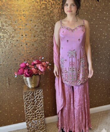 Pink sharara with elegant embroidary
