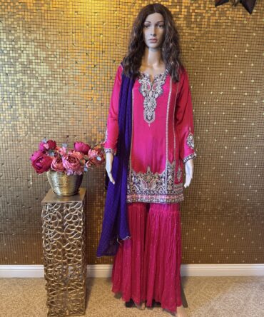Hot pink and purple sharara set