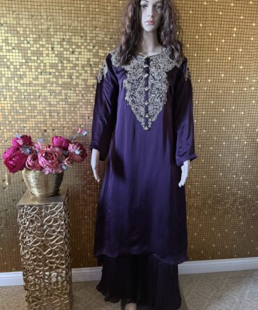Dark purple indo western palazzo set