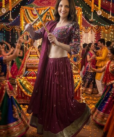 Beautiful dark red lahenga set