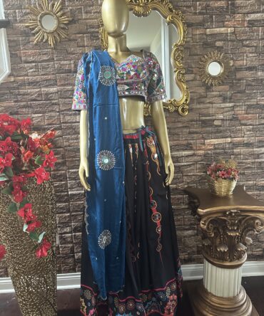 Beautiful blue black combination lahenga skirt