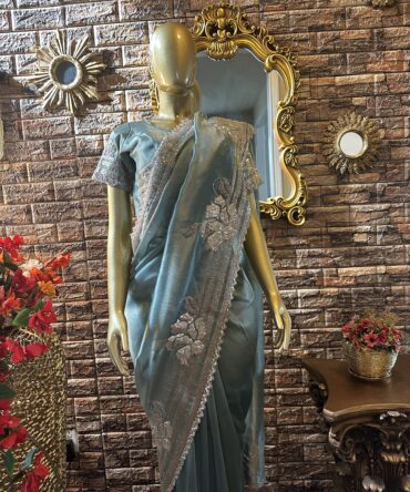 Pure tissue light blue saree