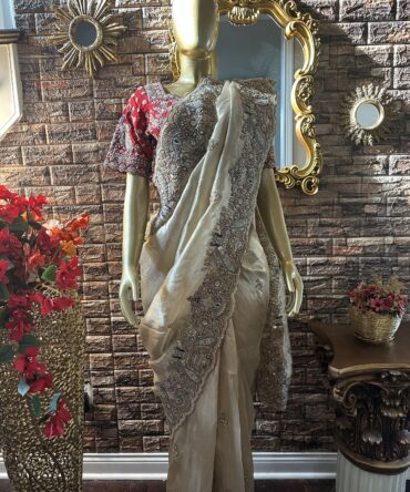 Stunning Ivory biege color saree
