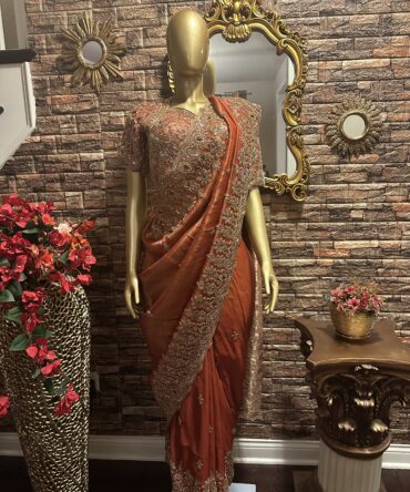 Rust color beautiful saree