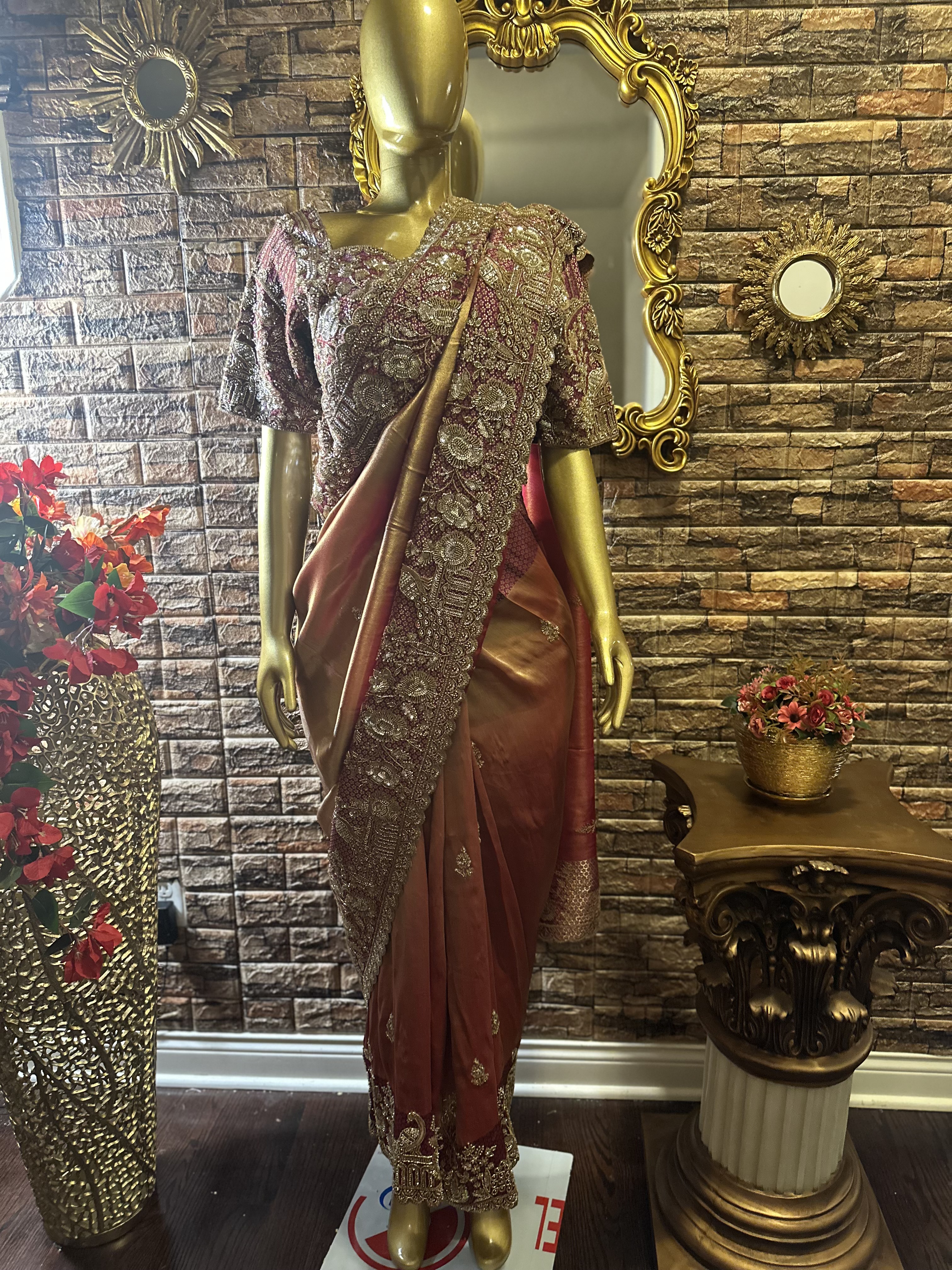 Heavy embroidered saree