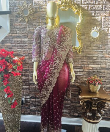 Beautiful embroidered net saree
