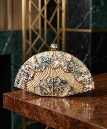 Stunning stone work brass clutch