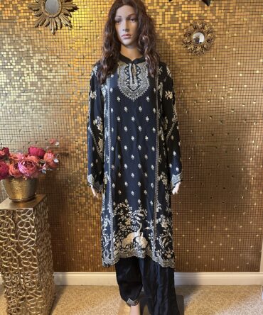 Black printed kurti style with sequin embroidary