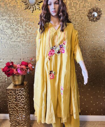 Beautiful mul chanderi yellow kurti