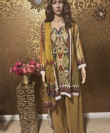 Beautiful yellow shade ajrak print palazzo