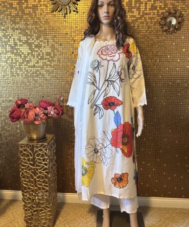 Beautiful flower prints white suit with palazzo