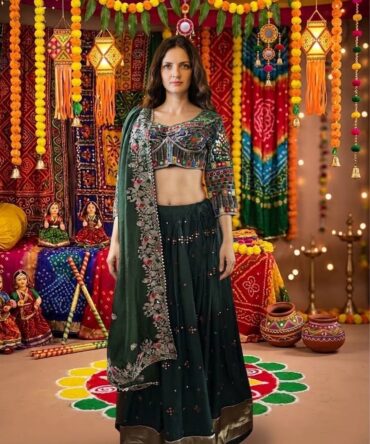 Beautiful dark green set lahenga