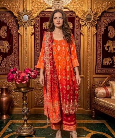 Beautiful bandhej concept dual color ombre suit