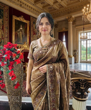Beautiful saree with hand embroidery